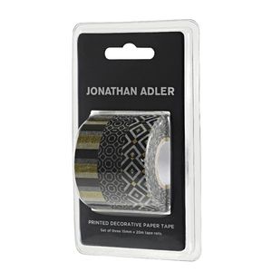 Jonathan Adler Printed Decorative Paper Tape Black 3 Pack