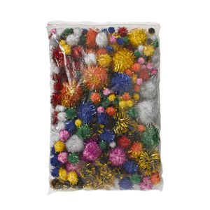 Jasart Pom Poms Glitter Assorted 200 Pack