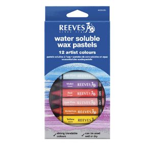 Reeves Water-soluble Wax Pastels Assorted Colours 12 Pack