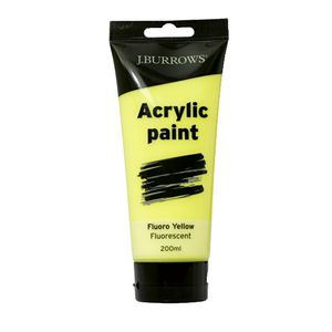 J.Burrows Acrylic Paint 200mL Fluoro Yellow