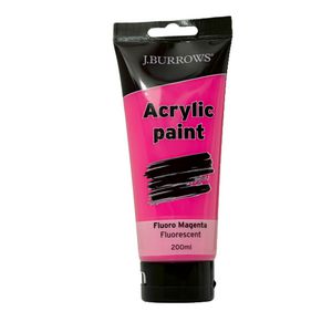 J.Burrows Acrylic Paint 200mL Fluoro Magenta