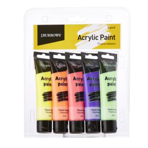 J.Burrows Fluoro Colour Acrylic Paint 60mL 5 Pack