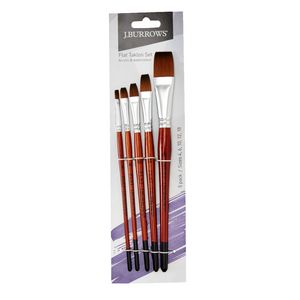 J.Burrows Flat Taklon Paint Brush 5 Pack