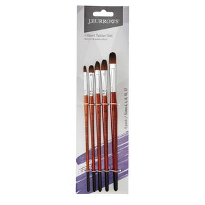 J.Burrows Filbert Taklon Paint Brush 5 Pack