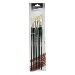 J.Burrows Interlocking Hog Flat Paint Brushes 6 Pack