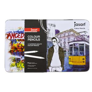 Jasart Colour Pencils in Tin 12 Pack