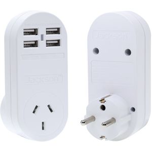 Jackson Outbound Europe Travel Adaptor with 4 USB Ports