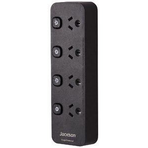 Jackson 4 Outlet Switched Powerboard Surge Protection Black