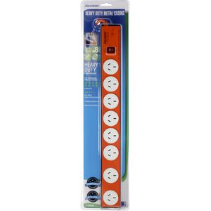 Jackson 8 Outlet Surge Protected Metal Powerboard Orange