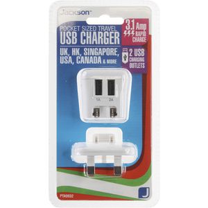Jackson USB USA/UK/Hong Kong Travel Adaptor