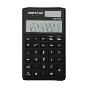 J.Burrows 12 Digit Pocket Calculator Black