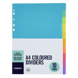 J.Burrows A4 10 Tab Polypropylene Divider Neon