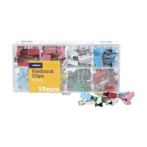 J.Burrows 19mm Foldback Clips Assorted 96 Pack