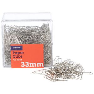 J.Burrows 33mm Paper Clips Silver 700 Pack