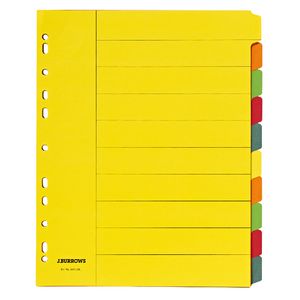 J.Burrows A4 10 Tab Dividers Extra Wide Manila