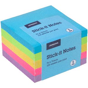 J.Burrows Stick-It Notes 76 x 76mm 5 Pack