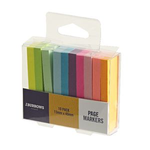 J.Burrows Page Markers 13 x 45mm 10 Pack