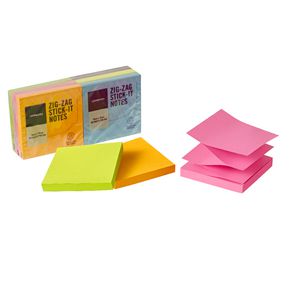 J.Burrows Stick-It Notes 76 x 76mm Assorted Zig Zag 6 Pack