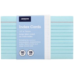 J.Burrows Index Cards Ruled 127 x 76mm Blue 100 Pack