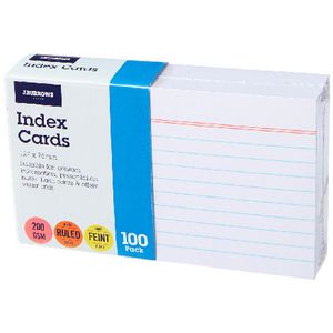 J.Burrows Index Cards Ruled 127 x 76mm White 100 Pack