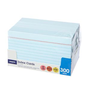 J.Burrows Index Cards Ruled 127 x 76mm Blue 300 Pack