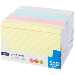 J.Burrows Index Cards Ruled 152 x 102mm Assorted 500 Pack