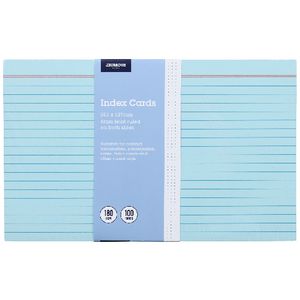 J.Burrows Index Cards Ruled 203 x 127mm Blue 100 Pack