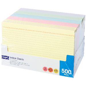 J.Burrows Index Cards Ruled 203 x 127mm Assorted 500 Pack
