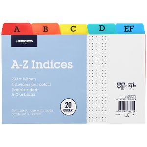 J.Burrows A-Z Index Card Dividers 203 x 127mm