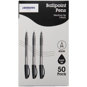 J.Burrows Ballpoint Pens Black Box of 50