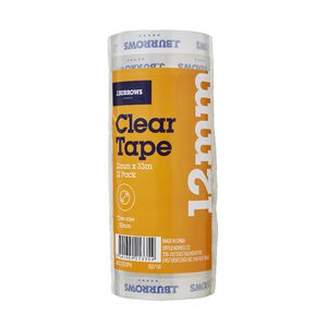 J.Burrows Clear Adhesive Tape 12mm x 33m 12 Pack