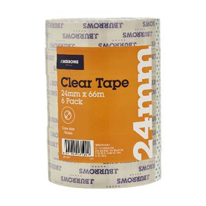 J.Burrows Clear Adhesive Tape 24mm x 76m 6 Pack