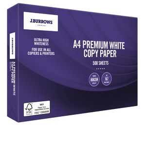 J.Burrows 80gsm Premium A4 Copy Paper 500 Sheet Ream