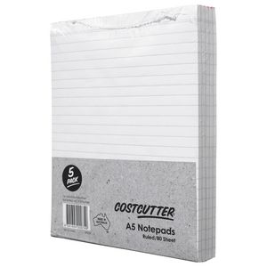Costcutter A5 Ruled Notepad 5 Pack