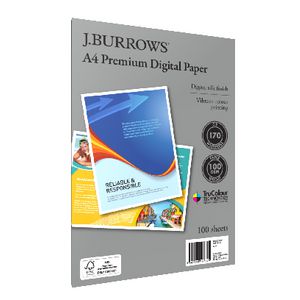 J.Burrows Premium 100gsm A4 Digital Copy Paper 100 Sheets