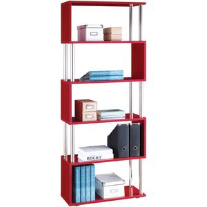 Halcyon Chrome and Gloss Bookcase Red