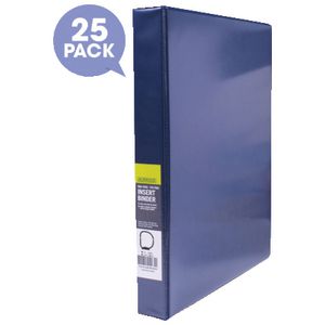 J.Burrows Insert Binder A4 2 D-Ring 25mm Blue 25 Pack