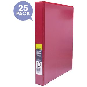 J.Burrows Insert Binder A4 3 D-Ring 25mm Red 25 Pack