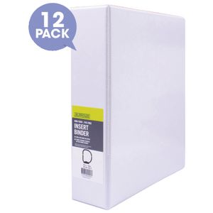 J.Burrows Insert Binder A4 3 D-Ring 50mm White 12 Pack