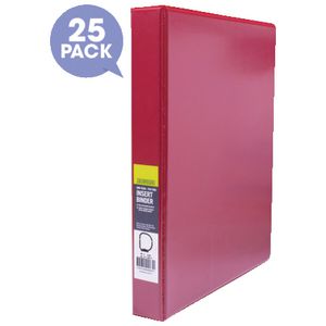 J.Burrows Insert Binder A4 4 D-Ring 25mm Red 25 Pack
