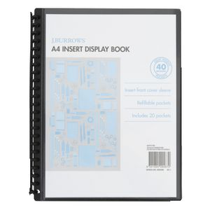 J.Burrows Display Book A4 20 Pocket Insert Cover Black