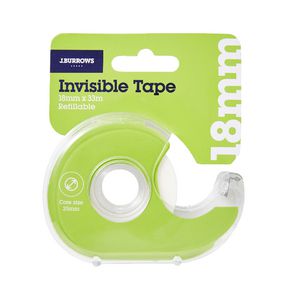 J.Burrows Invisible Adhesive Tape with Dispenser 18mm x 33m