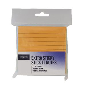 J.Burrows Extra Stick-It Notes 101 x 101mm Assorted 3 Pack