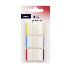 J.Burrows Filing Tabs 25 x 38mm Coloured Borders 3 Pack