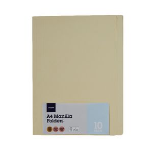J.Burrows Manila Folder A4 Buff 10 Pack