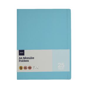 J.Burrows Manila Folder A4 Aqua 25 Pack