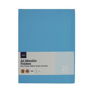 J.Burrows Manila Folder A4 Assorted Colours 25 Pack