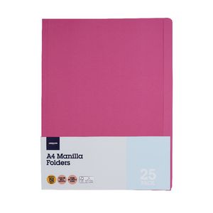 J.Burrows Manila Folder A4 Pink 25 Pack