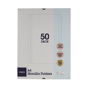 J.Burrows Manila Folder A4 Buff 50 Pack