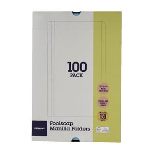 J.Burrows Manila Folder Foolscap Blue 100 Pack